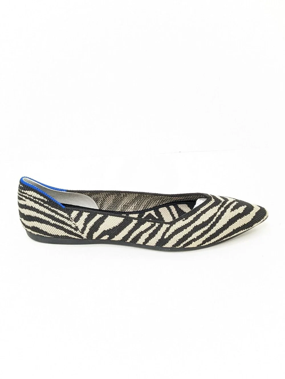 Rothy's The Point Pointed Toe Ballet Flats Black Zebra Womens 8 - Picture 2 of 5